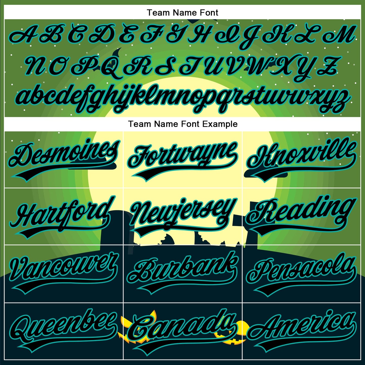 Custom Green Black-Aqua 3D Halloween Authentic Baseball Jersey view 4