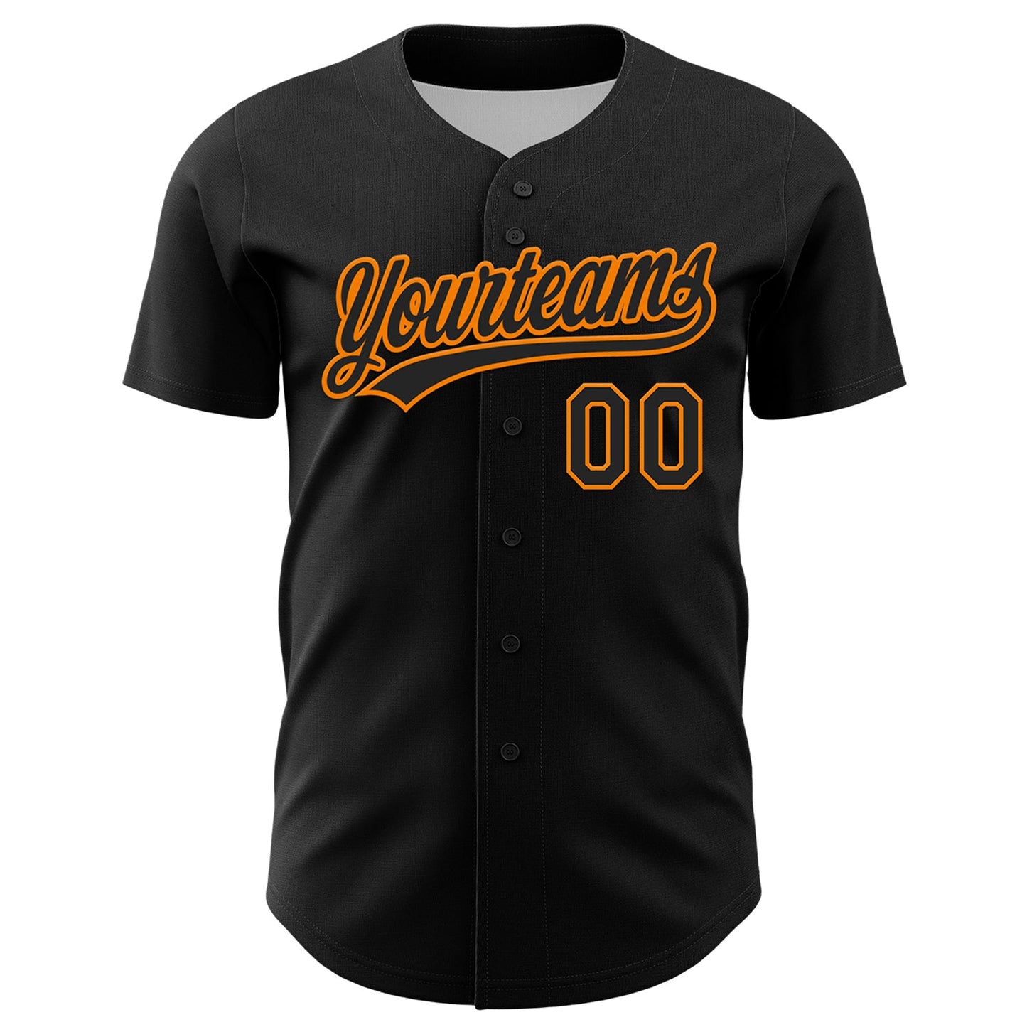 Custom Black Bay Orange 3D Halloween Authentic Baseball Jersey view 2