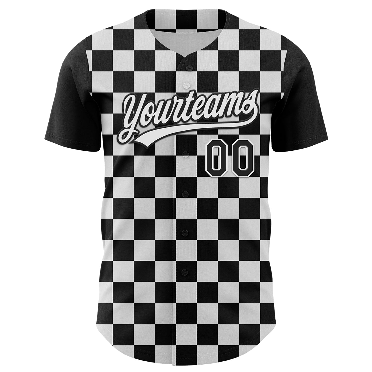 Custom Black White 3D Halloween Authentic Baseball Jersey view 2