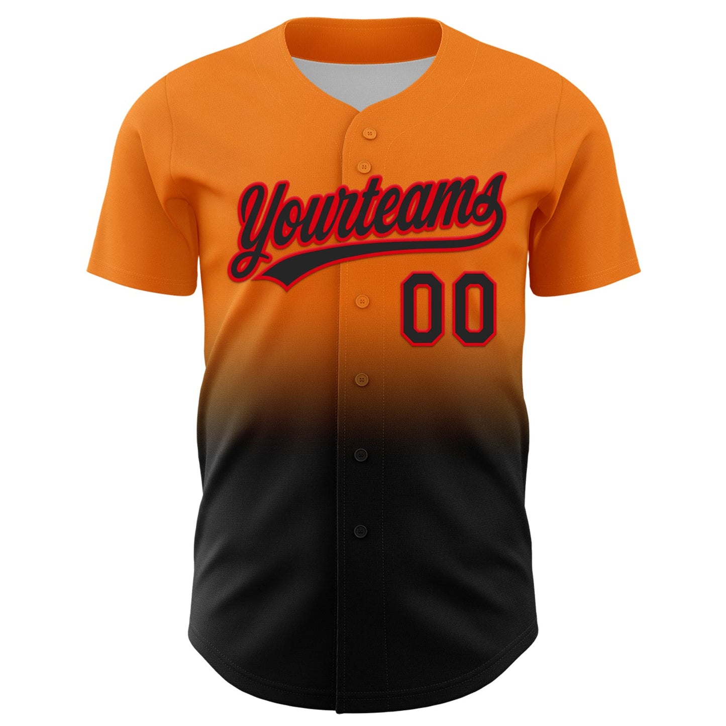 Custom Bay Orange Black-Fire Red 3D Halloween Authentic Baseball Jersey view 2