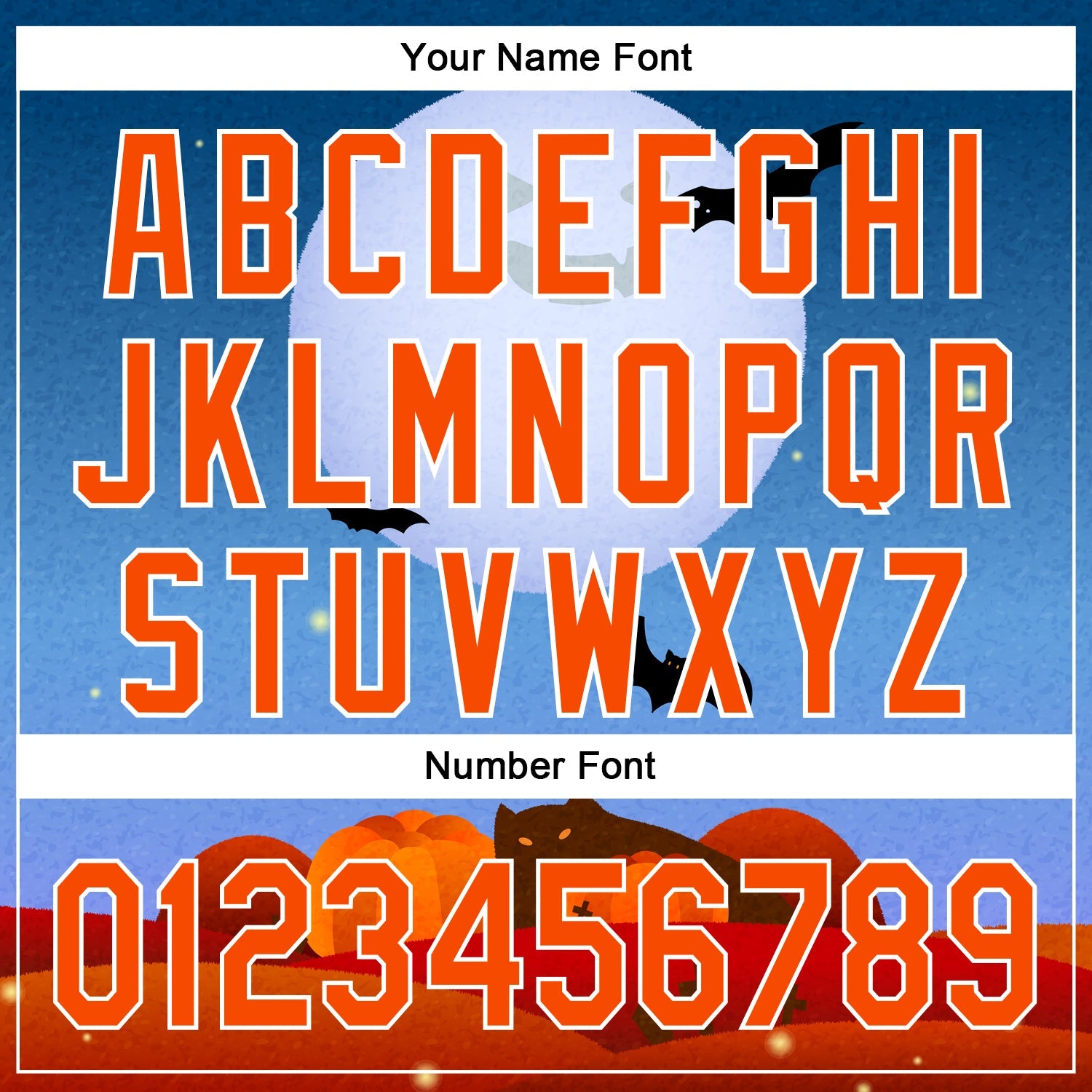 Custom Blue Orange-White 3D Halloween Authentic Baseball Jersey view 5