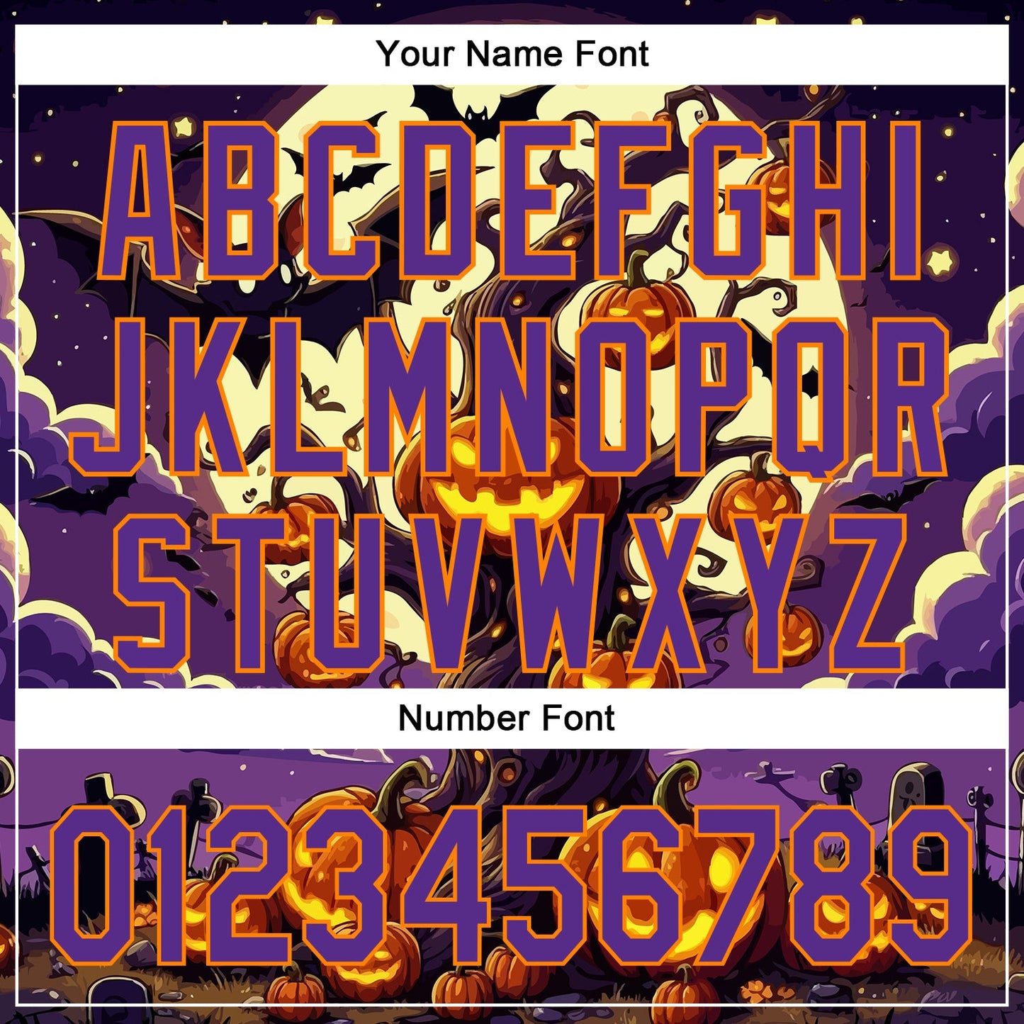 Custom Purple Bay Orange 3D Halloween Authentic Baseball Jersey view 5