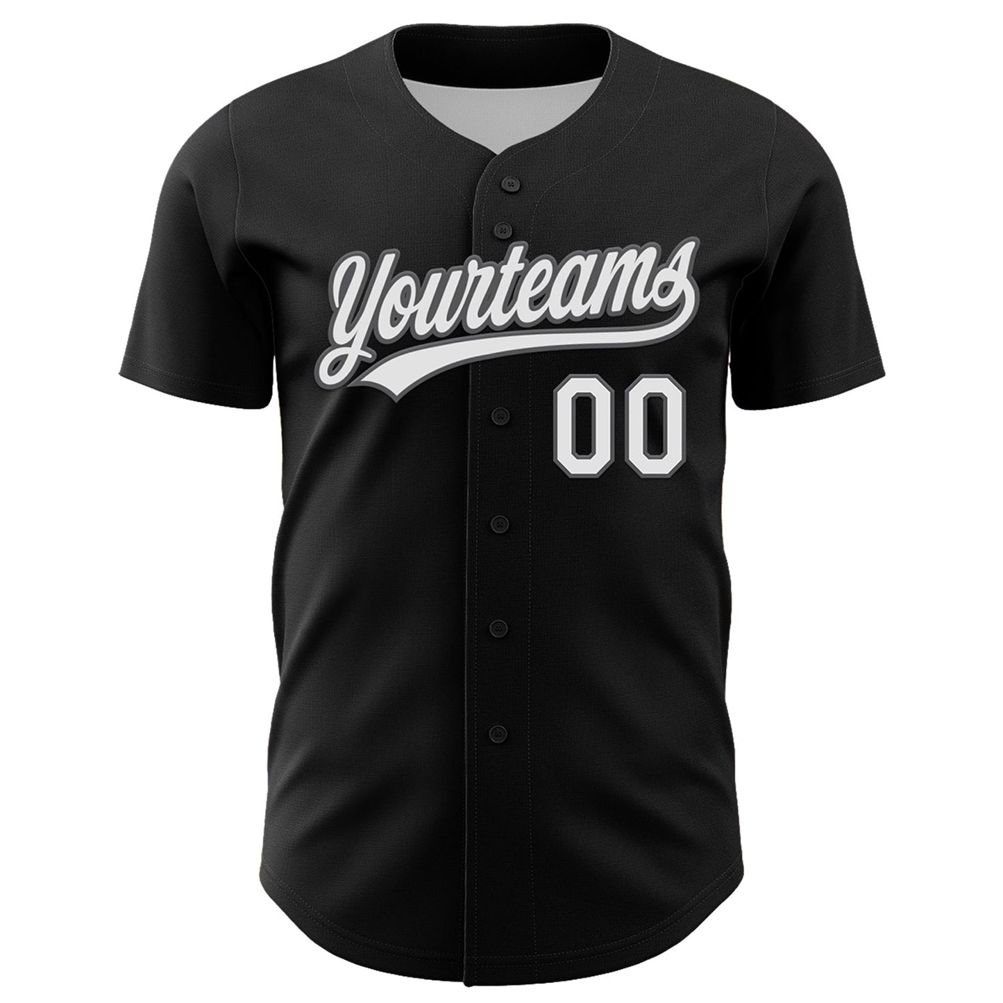 Custom Black White-Steel Gray 3D Halloween Authentic Baseball Jersey view 2