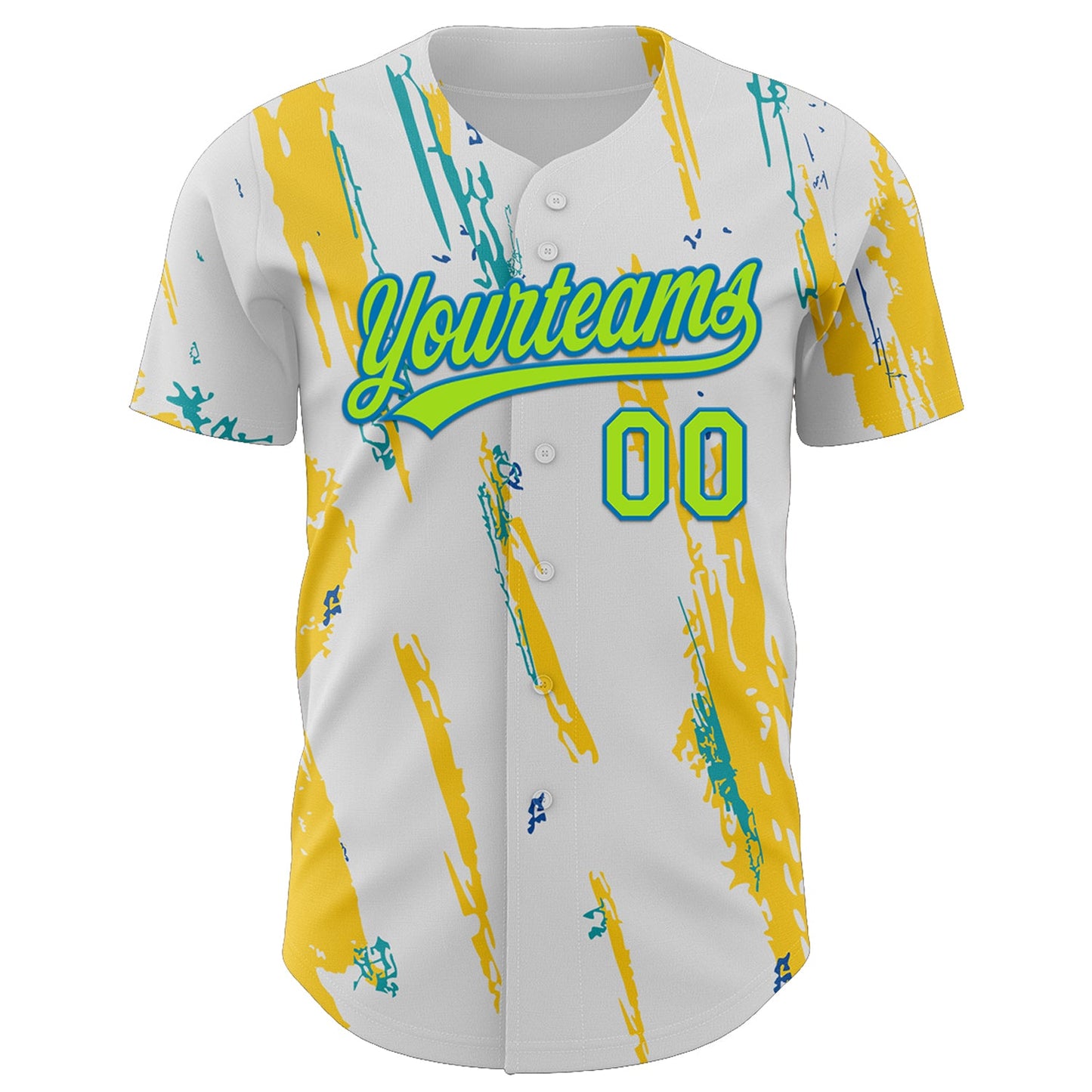 Custom White Neon Green-Blue 3D Halloween Authentic Baseball Jersey view 2