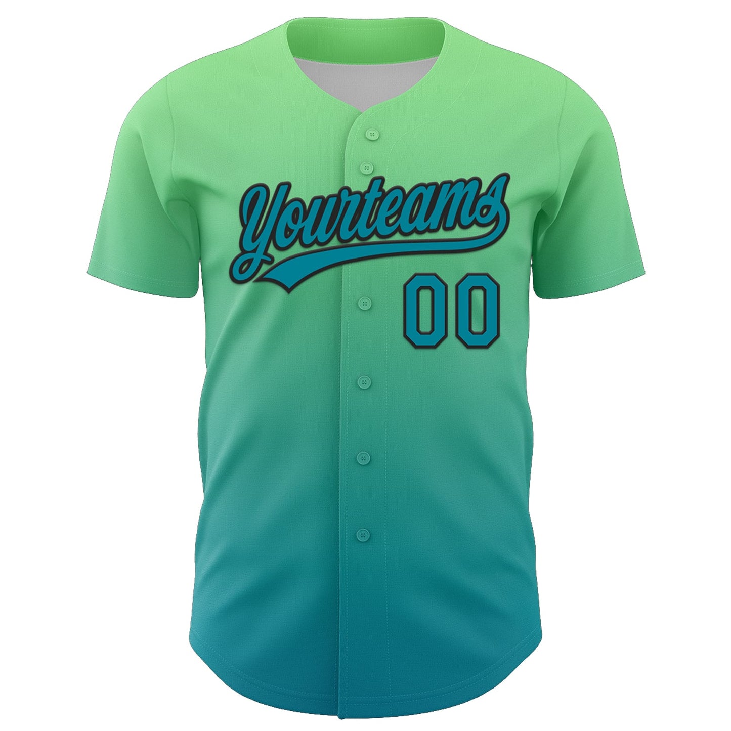 Custom Pea Green Teal-Black 3D Halloween Authentic Baseball Jersey view 2