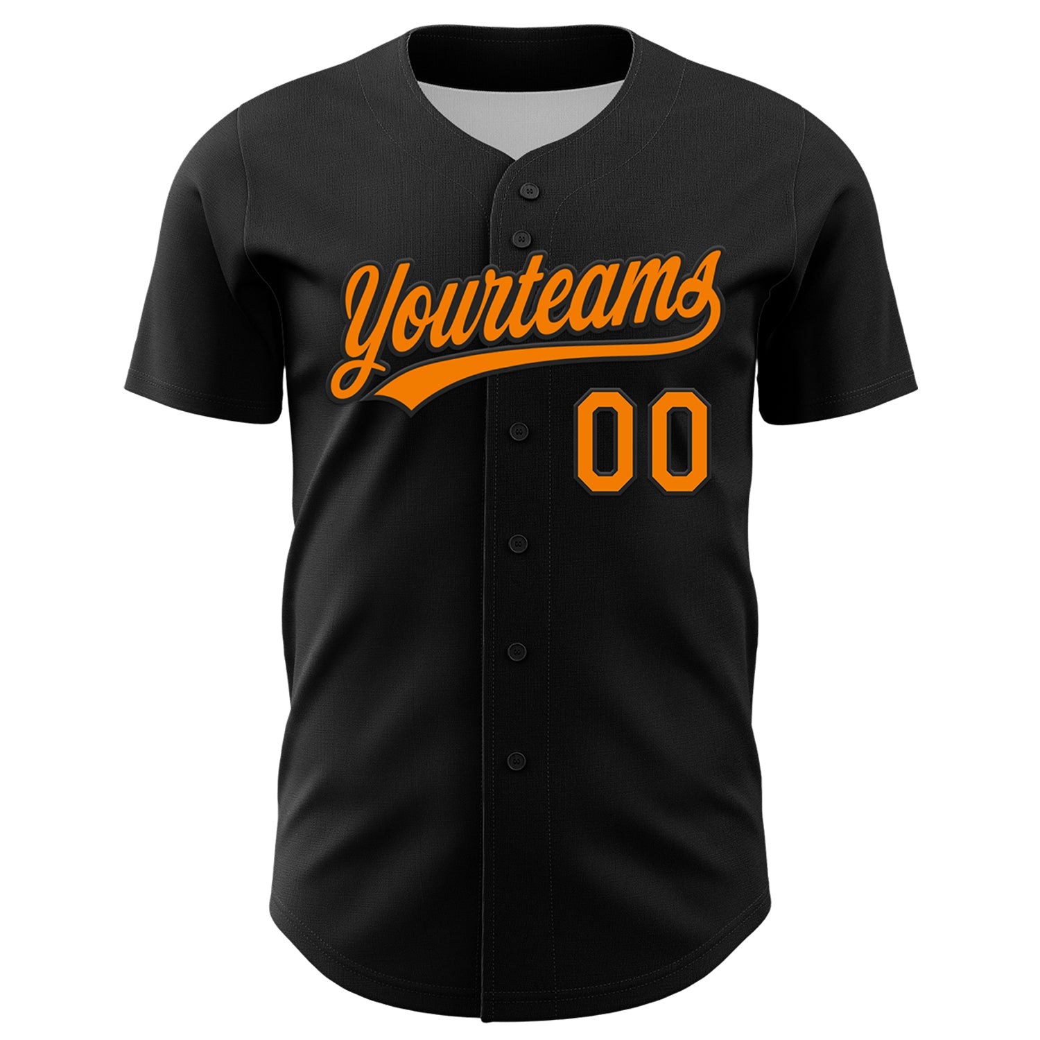 Custom Black Bay Orange 3D Halloween Authentic Baseball Jersey view 2