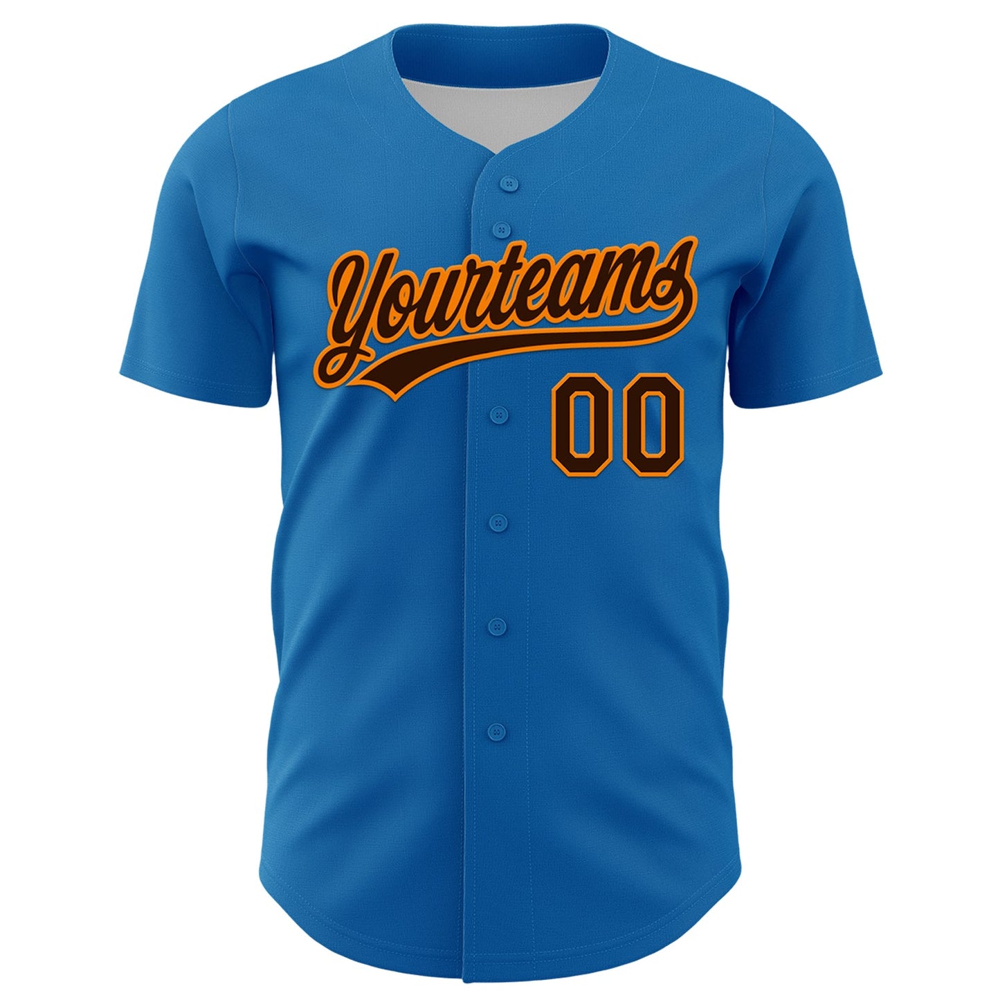Custom Blue Brown-Bay Orange 3D Halloween Authentic Baseball Jersey view 2