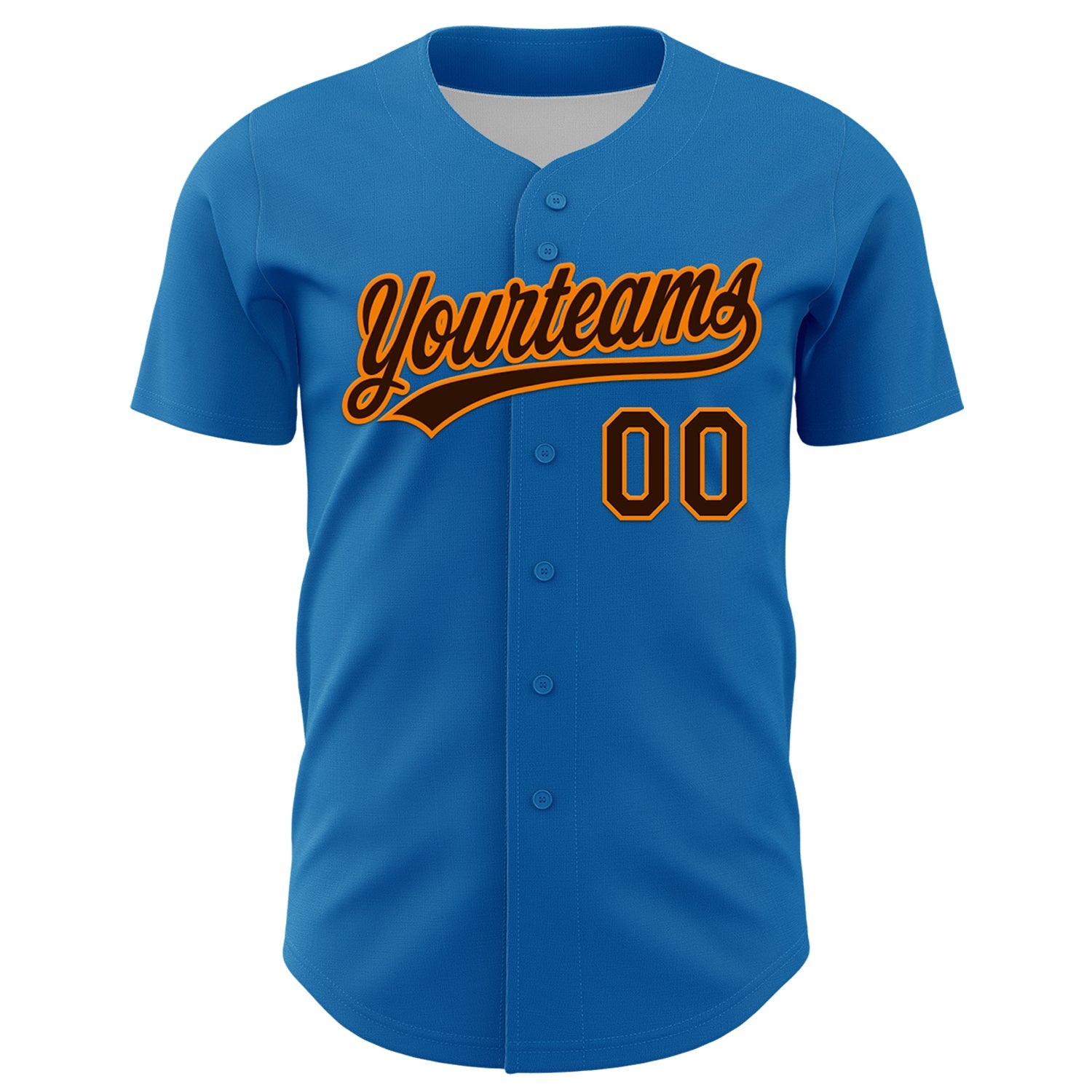 Custom Blue Brown-Bay Orange 3D Halloween Authentic Baseball Jersey view 2