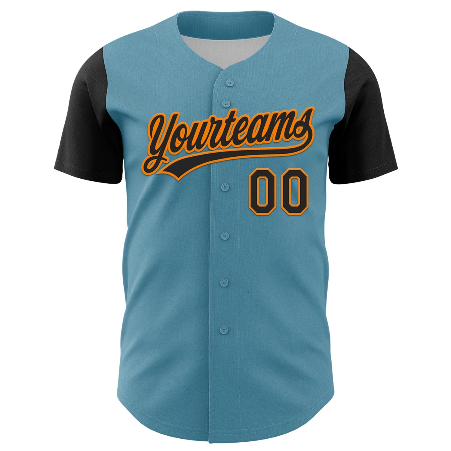 Custom Shadow Blue Black-Bay Orange 3D Halloween Authentic Baseball Jersey view 2