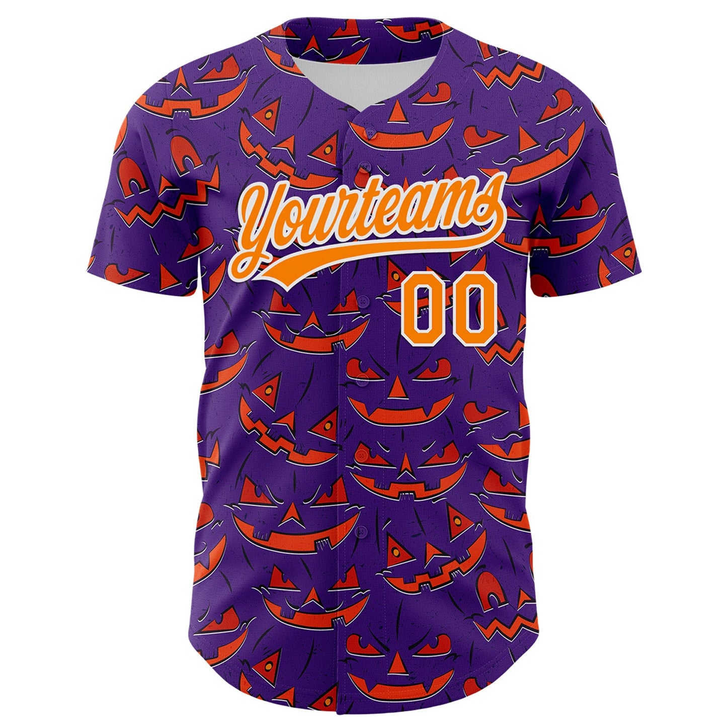 Custom Purple Bay Orange-White 3D Halloween Authentic Baseball Jersey view 2