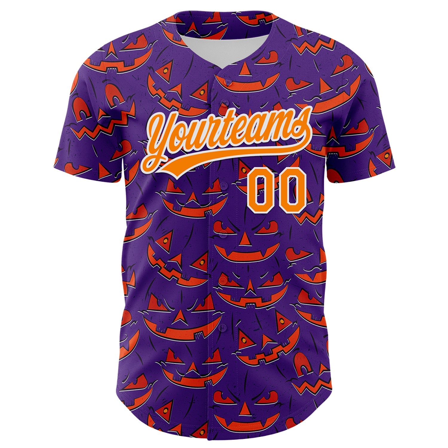 Custom Purple Bay Orange-White 3D Halloween Authentic Baseball Jersey view 2