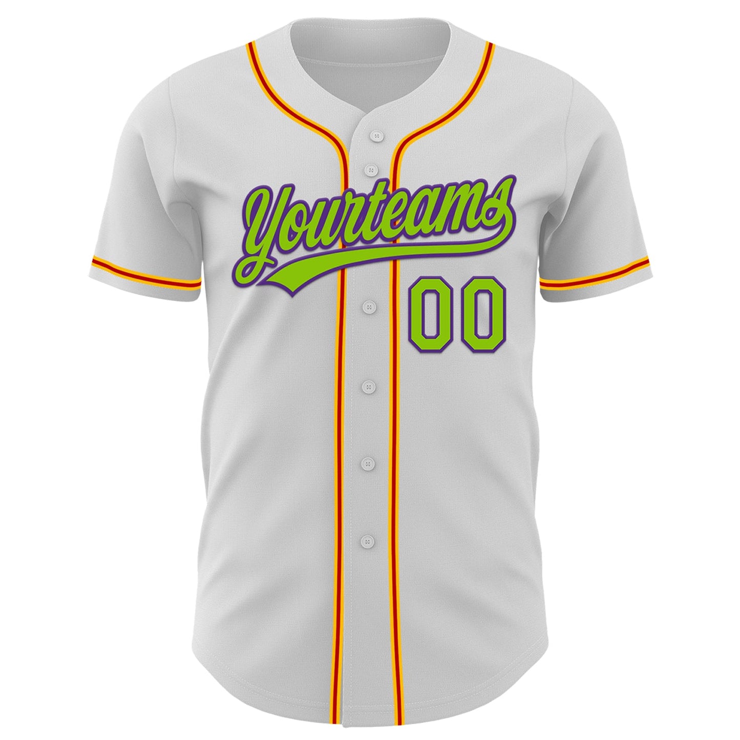 Custom White Neon Green Purple Gold-Red 3D Halloween Authentic Baseball Jersey view 2