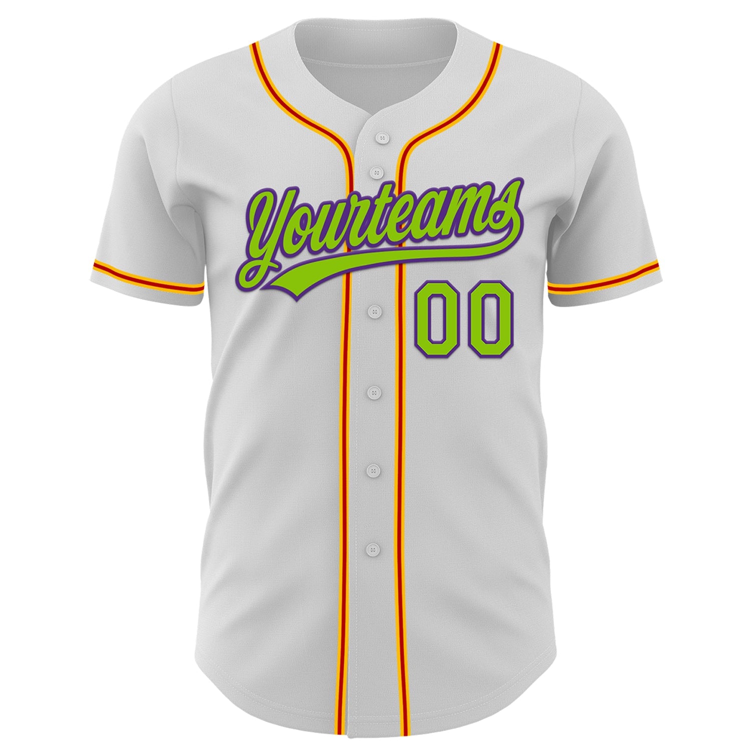 Custom White Neon Green Purple Gold-Red 3D Halloween Authentic Baseball Jersey view 2