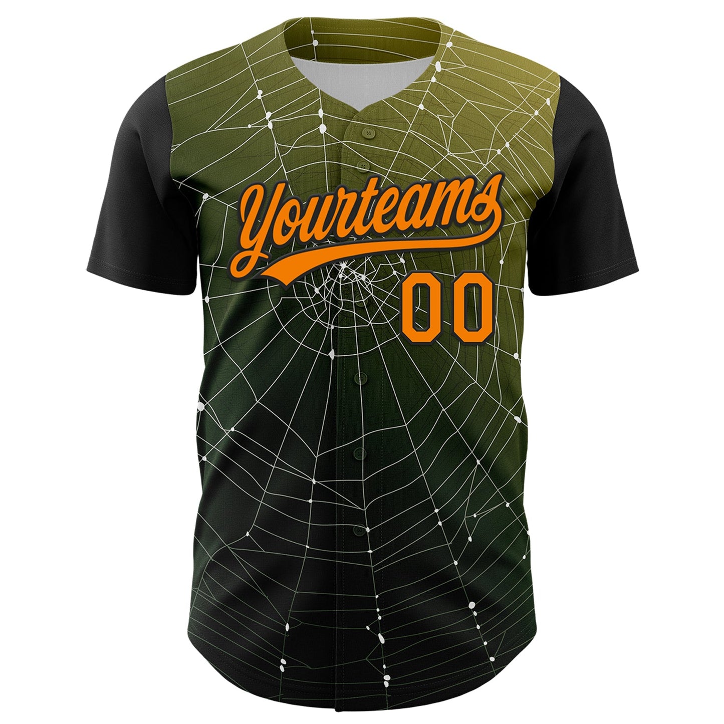 Custom Black Bay Orange 3D Halloween Authentic Baseball Jersey view 2