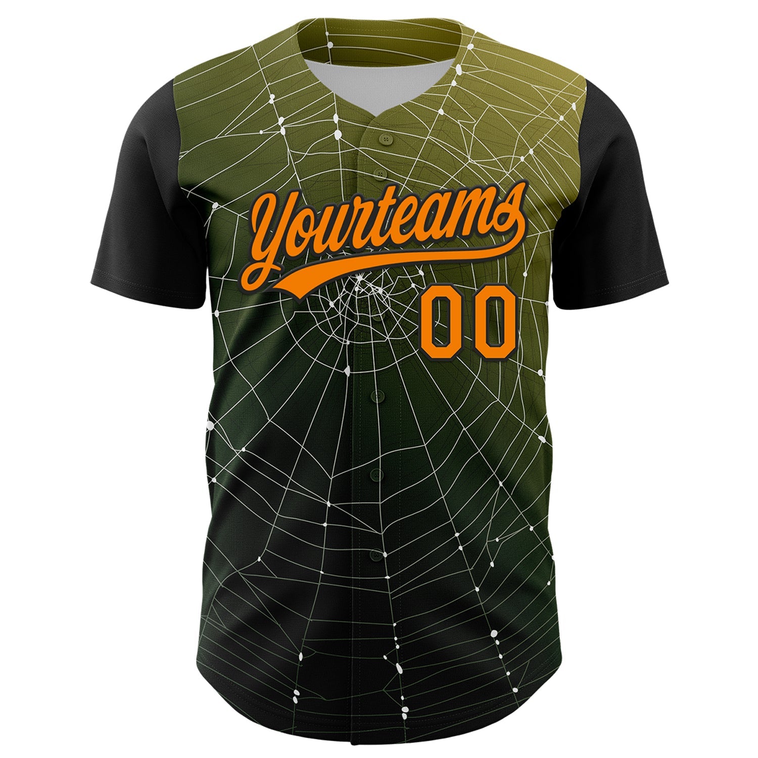 Custom Black Bay Orange 3D Halloween Authentic Baseball Jersey view 2