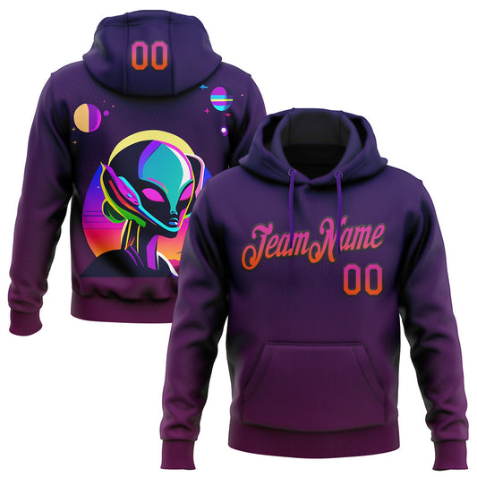 Custom Stitched Purple Deep Pink Orange-Black 3D Halloween Sports Pullover Sweatshirt Hoodie - Main View