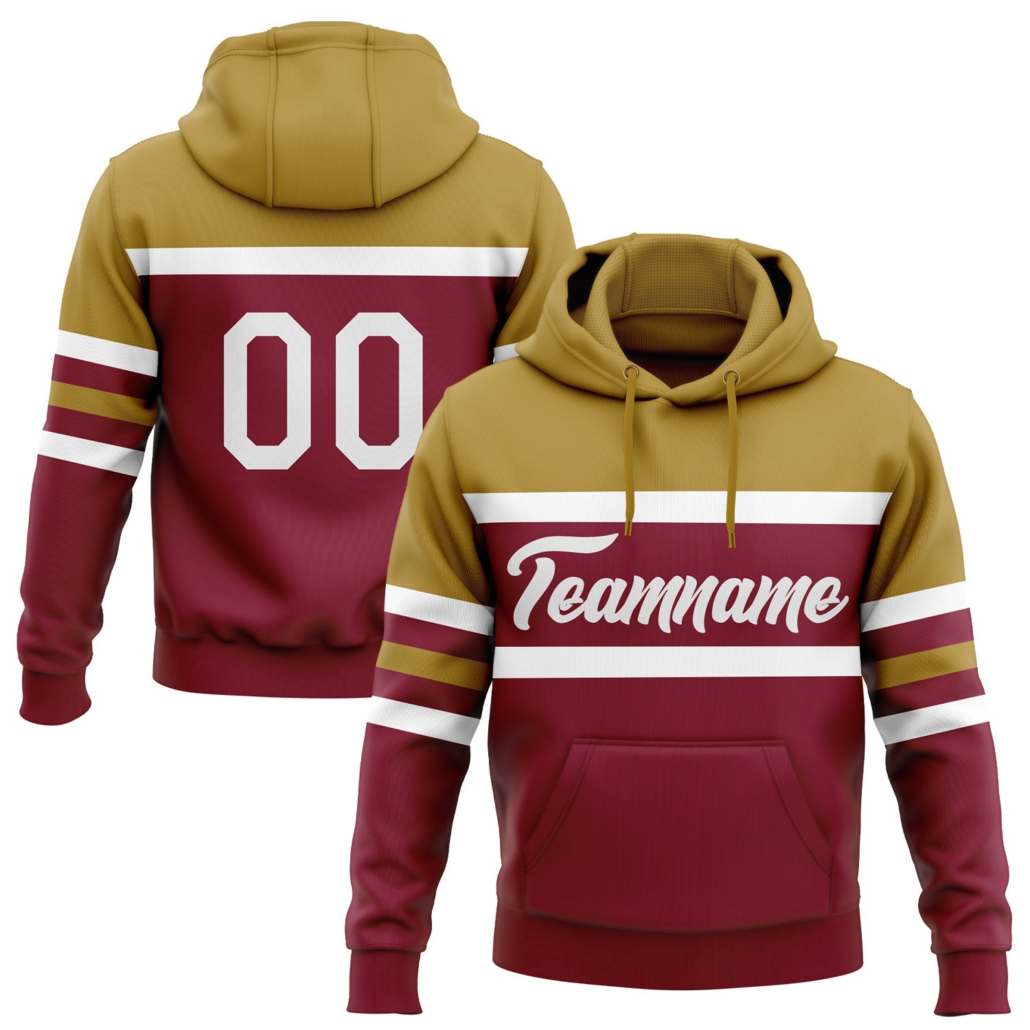 Custom Stitched Crimson White-Old Gold Line Sports Pullover Sweatshirt Hoodie - Main View