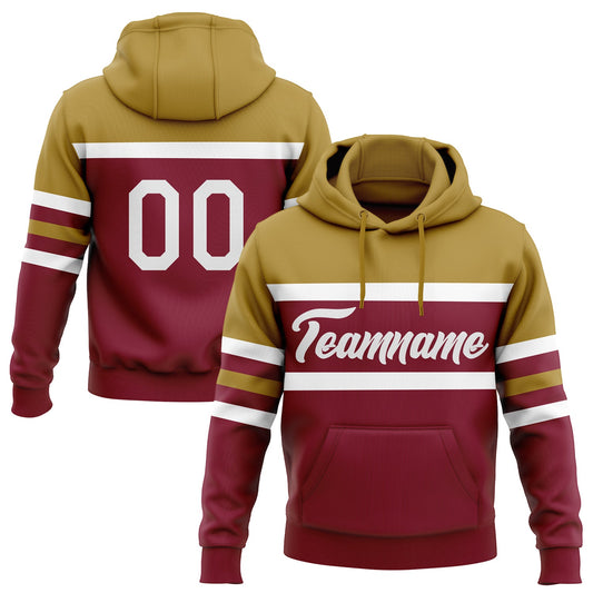 Custom Stitched Crimson White-Old Gold Line Sports Pullover Sweatshirt Hoodie - Main View