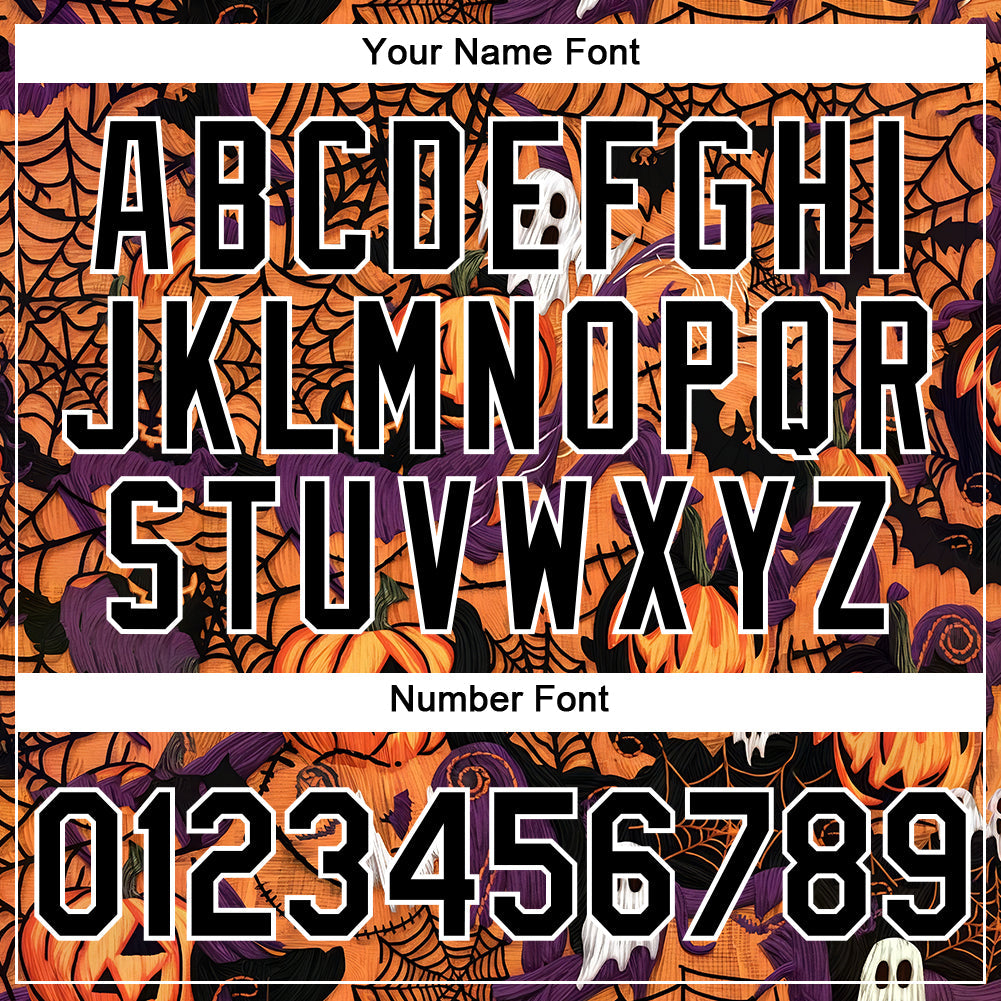 Custom Texas Orange Black-White 3D Halloween Performance T-Shirt view 4