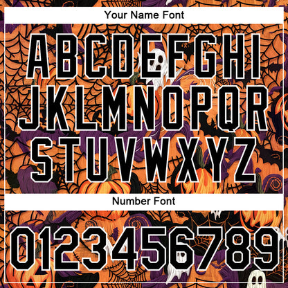 Custom Texas Orange Black-White 3D Halloween Performance T-Shirt view 4