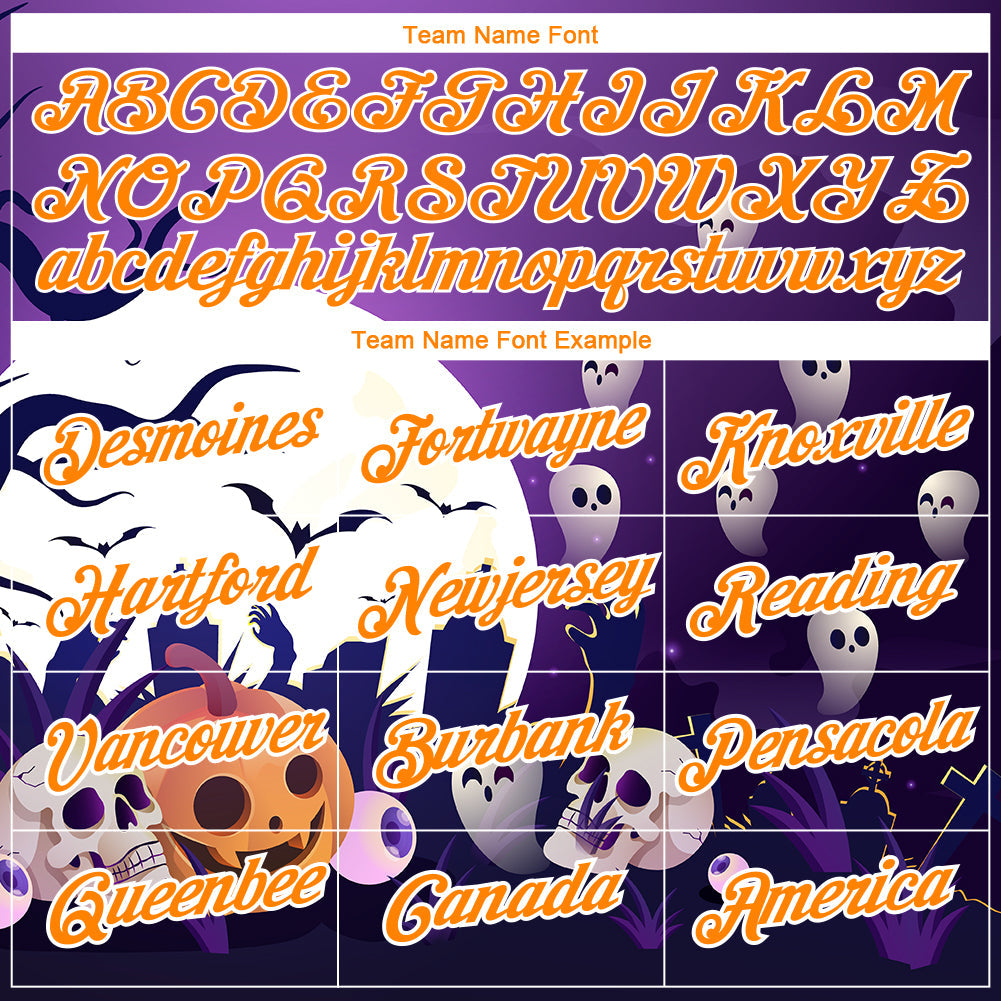 Custom Purple Bay Orange-White 3D Halloween Performance T-Shirt view 3