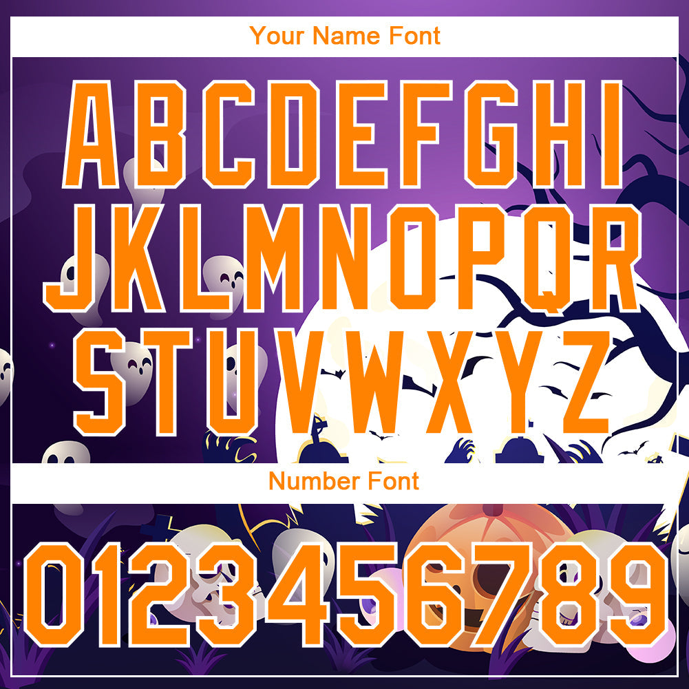 Custom Purple Bay Orange-White 3D Halloween Performance T-Shirt view 4