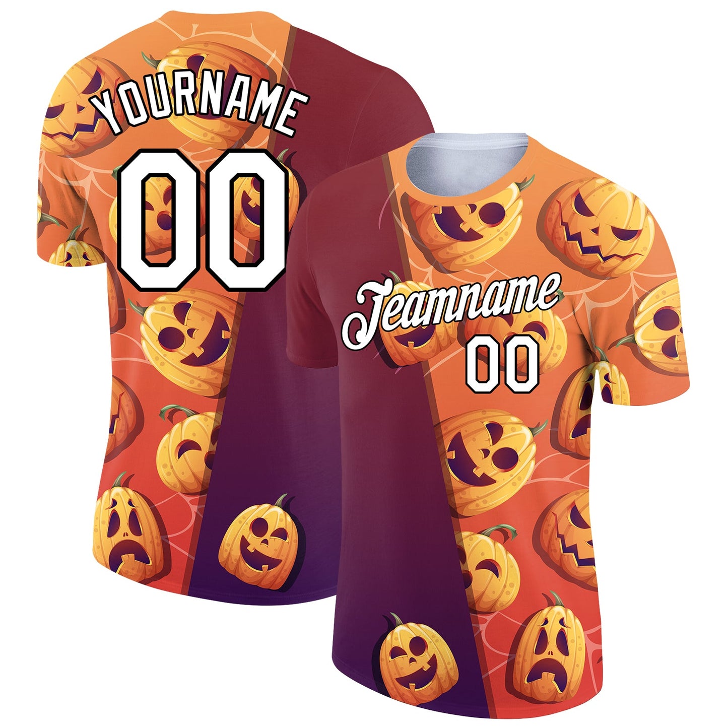 Custom Bay Orange Crimson-Black 3D Halloween Performance T-Shirt - Main View