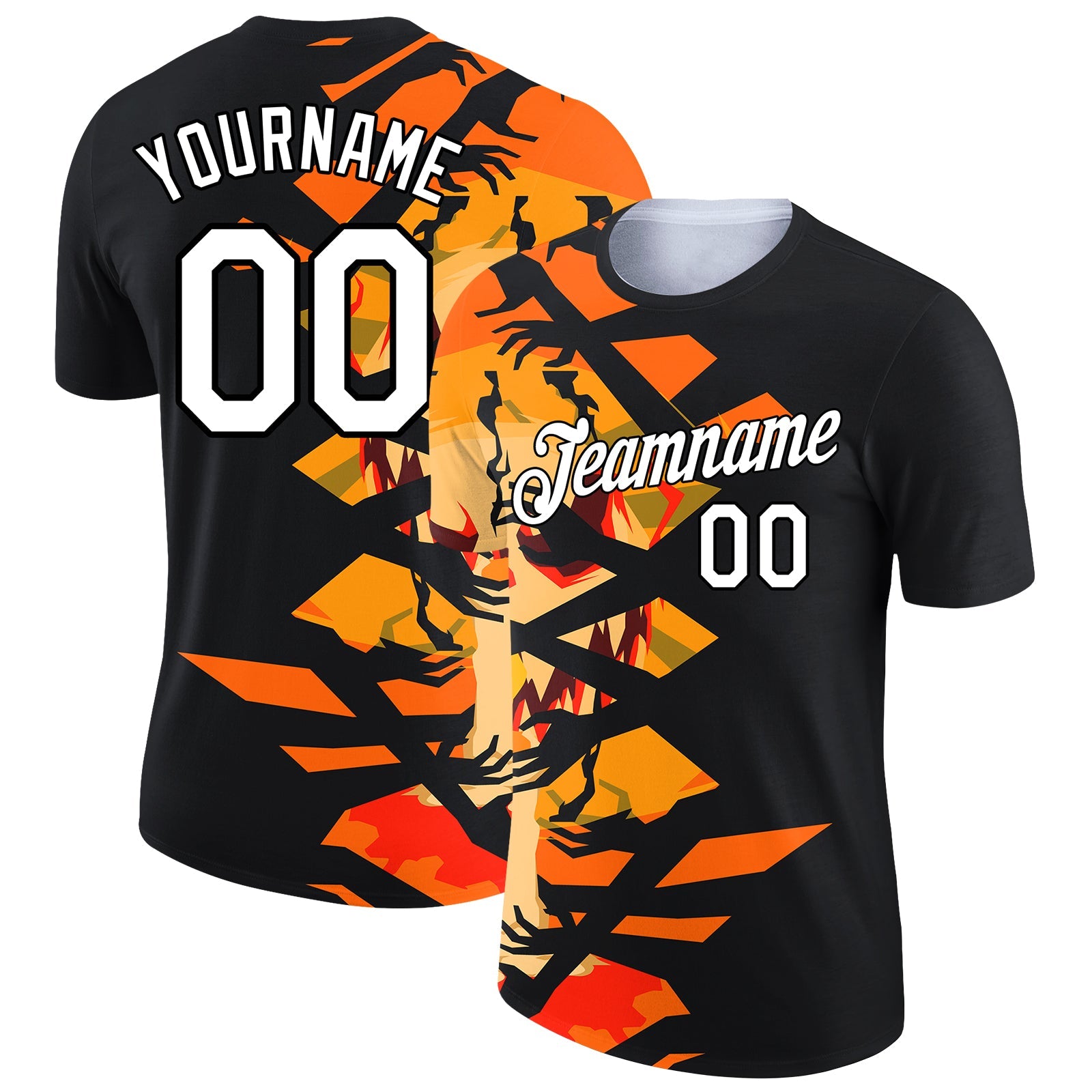 Custom Gold White-Black 3D Halloween Performance T-Shirt - Main View