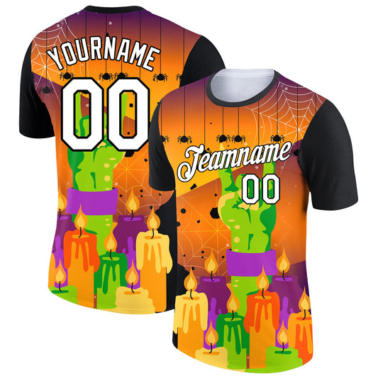 Custom Bay Orange White-Black 3D Halloween Performance T-Shirt - Main View