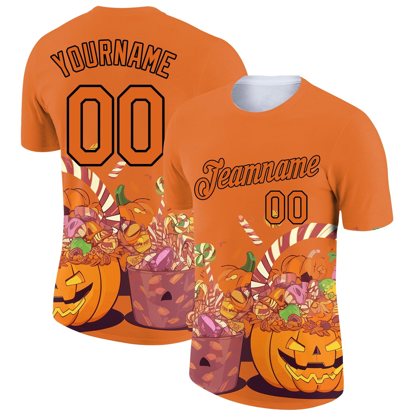 Custom Texas Orange Black 3D Halloween Performance T-Shirt - Main View
