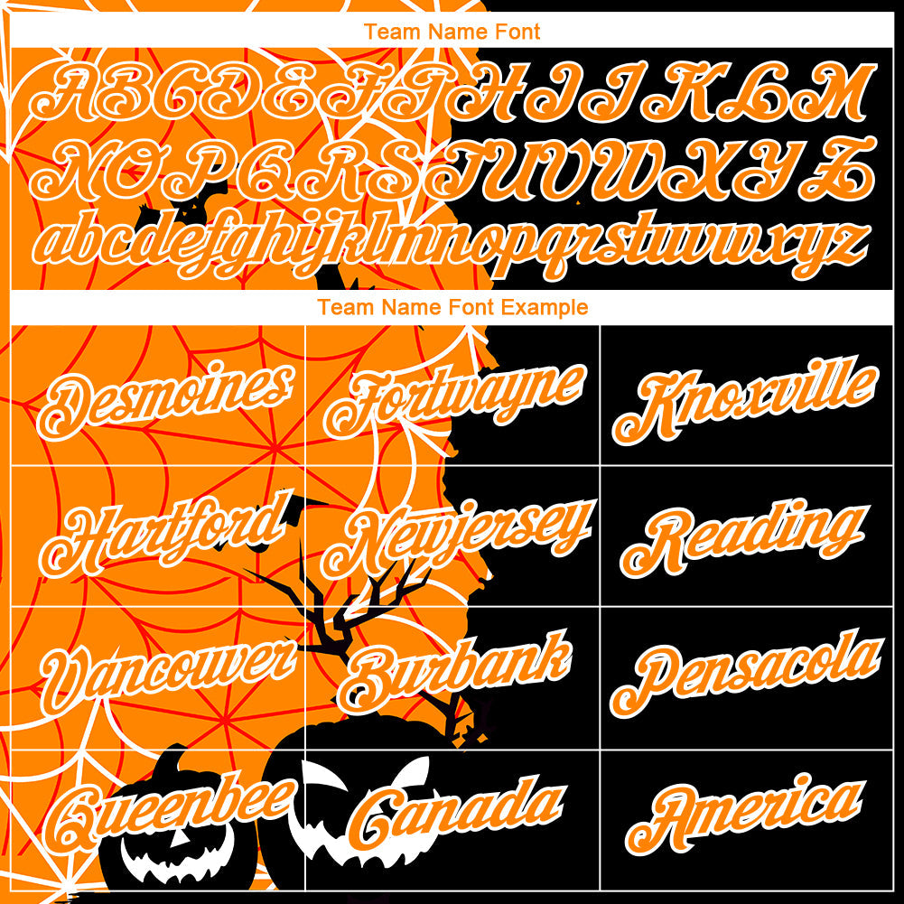 Custom Black Bay Orange-White 3D Halloween Performance T-Shirt view 3