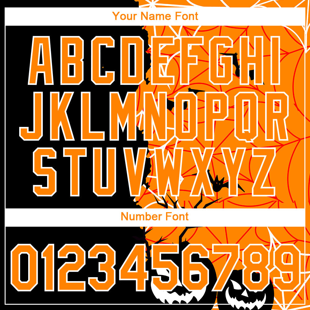 Custom Black Bay Orange-White 3D Halloween Performance T-Shirt view 4