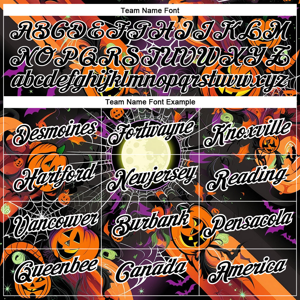 Custom Black Bay Orange-White 3D Halloween Performance T-Shirt view 3