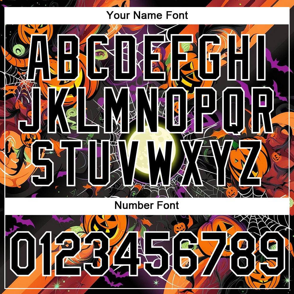 Custom Black Bay Orange-White 3D Halloween Performance T-Shirt view 4