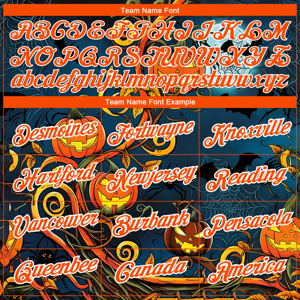 Custom Teal Orange-White 3D Halloween Performance T-Shirt view 3