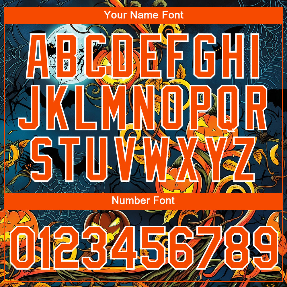 Custom Teal Orange-White 3D Halloween Performance T-Shirt view 4