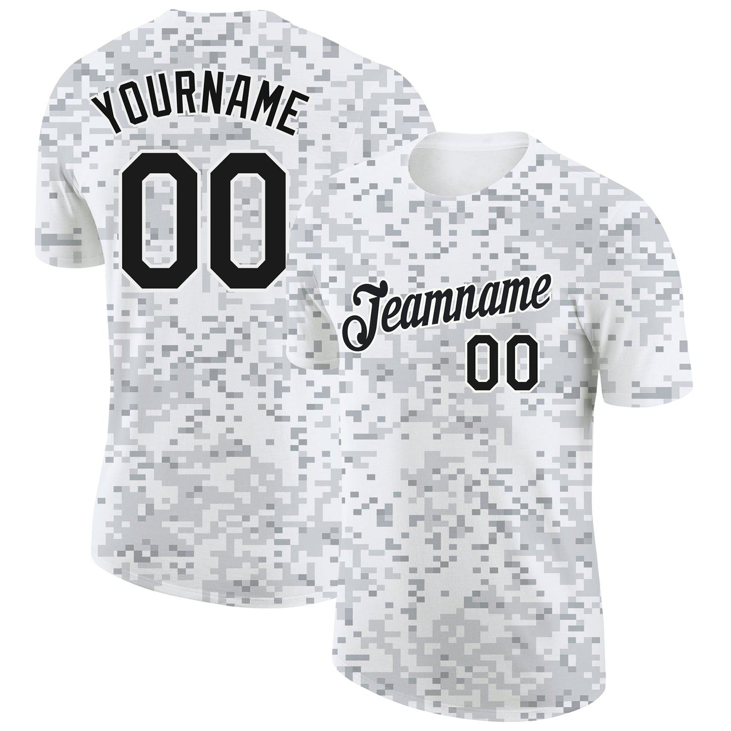 Custom Camo Black-White 3D Arctic Camouflage Performance T-Shirt - Main View