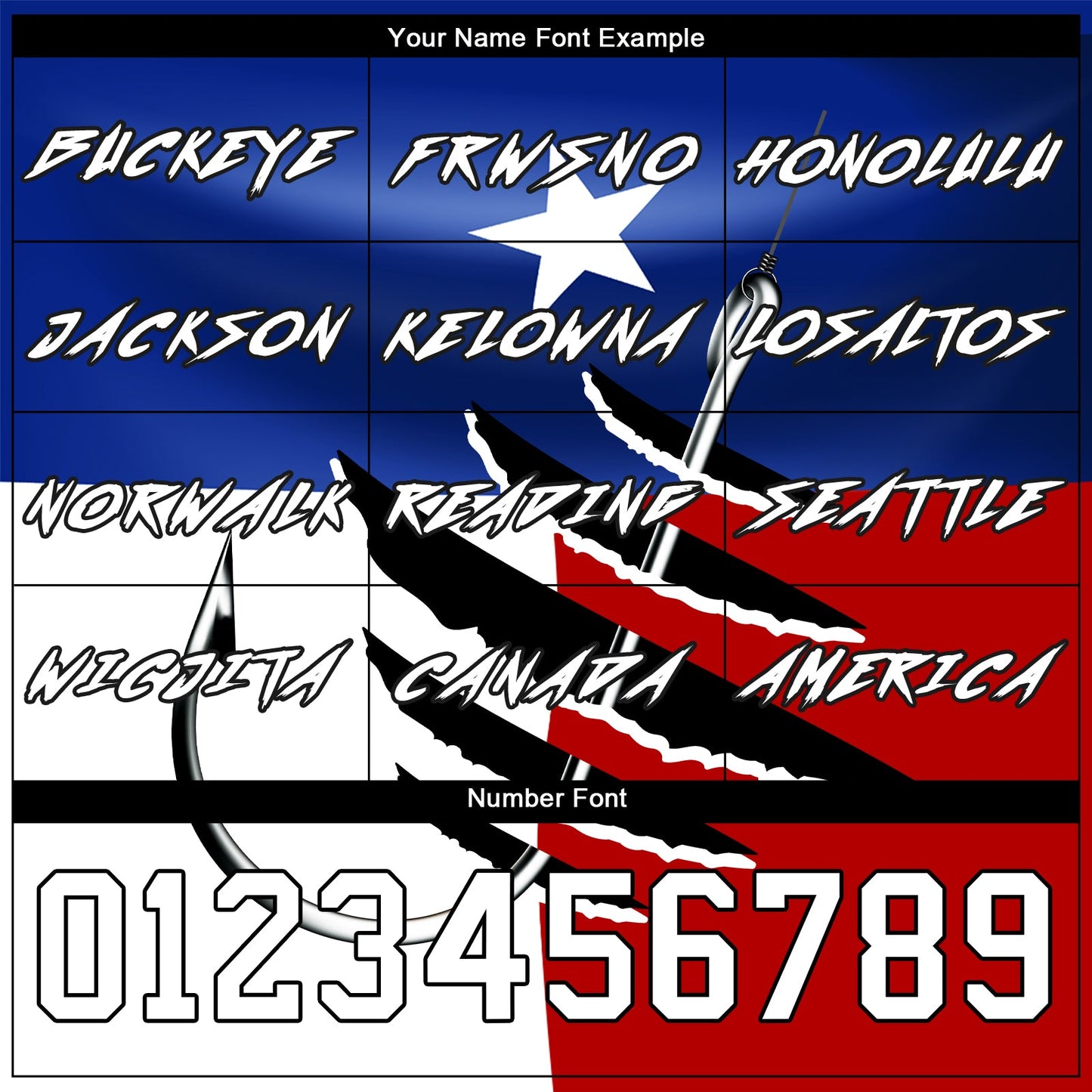 Custom Royal Black-Red 3D Texas Flag And Fish Hook Fishing Sports Pullover Sweatshirt Hoodie view 3