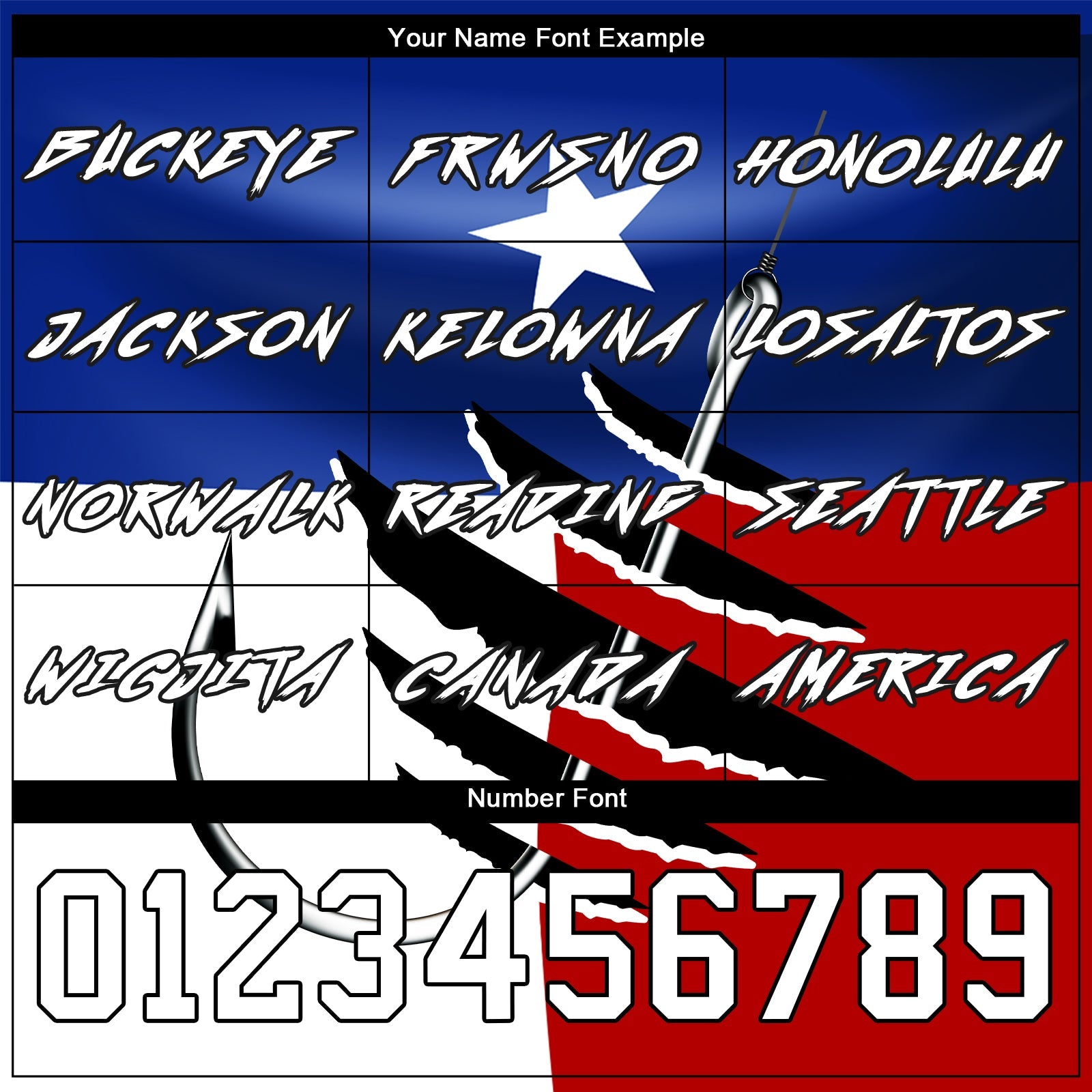 Custom Royal Black-Red 3D Texas Flag And Fish Hook Fishing Sports Pullover Sweatshirt Hoodie view 3