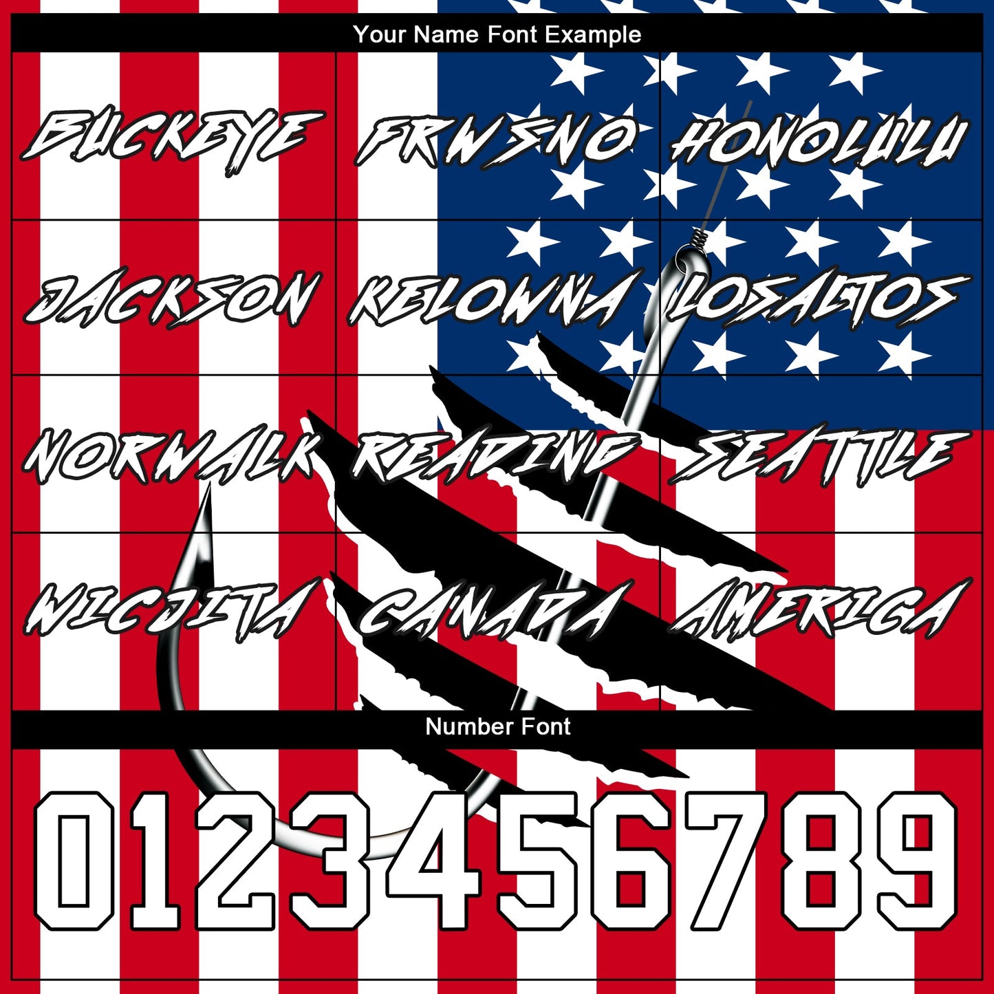 Custom Red US Navy Blue-Black 3D American Flag And Fish Hook Fishing Sports Pullover Sweatshirt Hoodie view 3