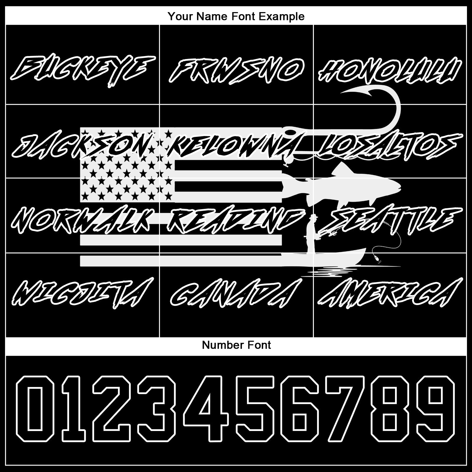 Custom Black White 3D American Flag And Fish Hook Fishing Sports Pullover Sweatshirt Hoodie view 3