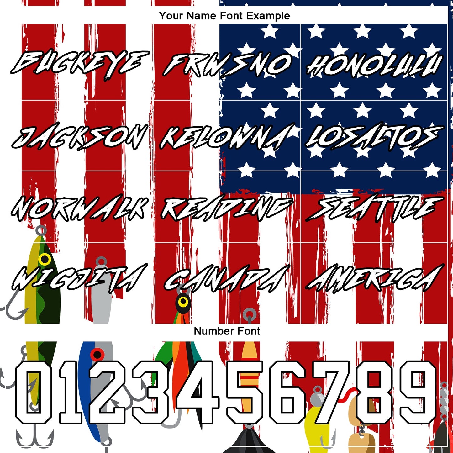 Custom White US Navy Blue Red-Black 3D American Flag And Fish Hook Fishing Bait Sports Pullover Sweatshirt Hoodie view 3