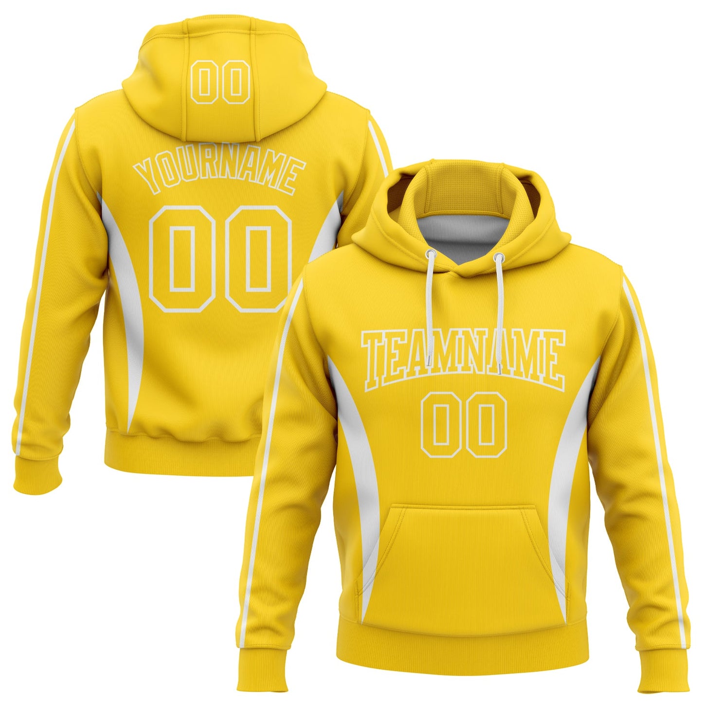 Custom Stitched Gold White 3D Pattern Design Color Blocking Stripe Sports Pullover Sweatshirt Hoodie - Main View