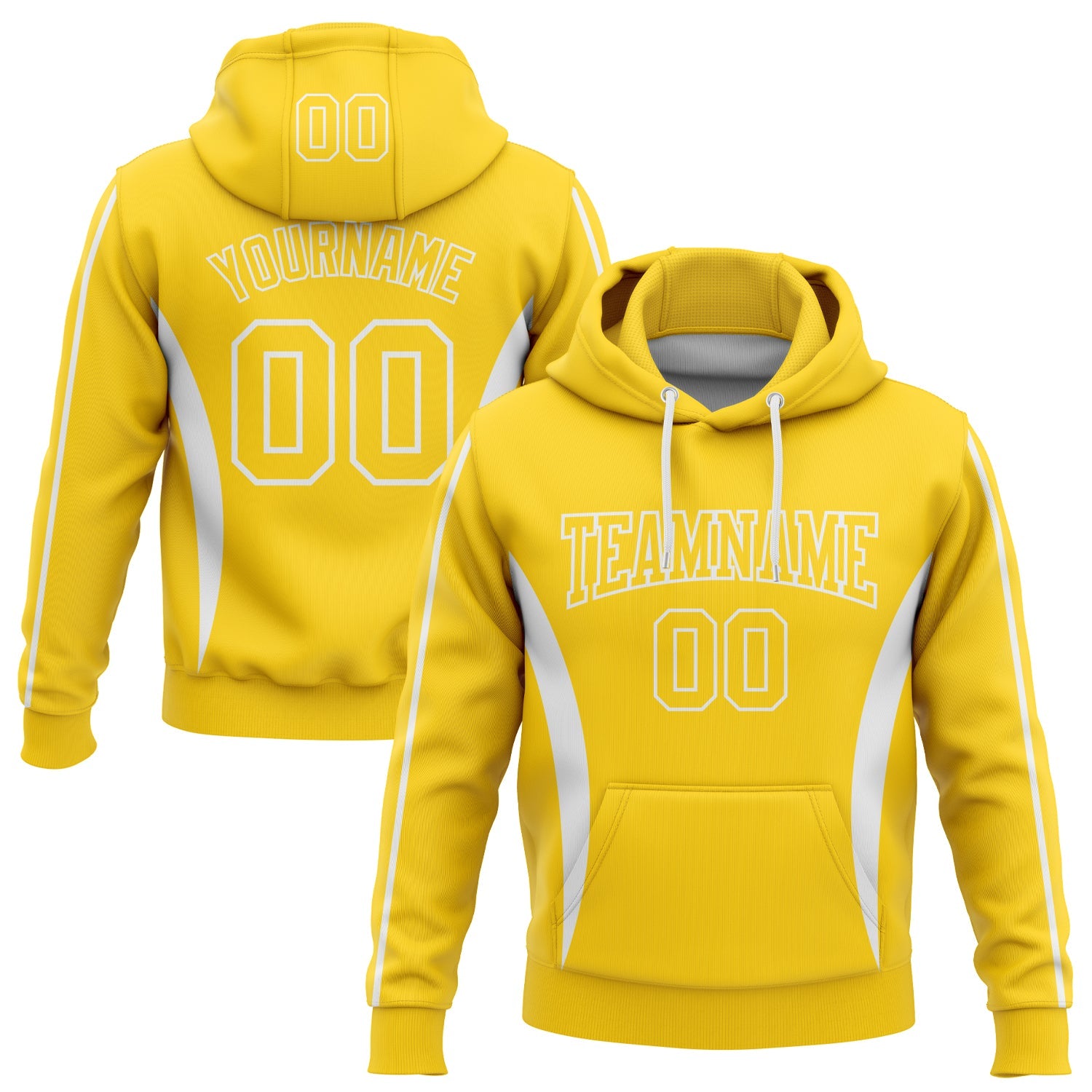 Custom Stitched Gold White 3D Pattern Design Color Blocking Stripe Sports Pullover Sweatshirt Hoodie - Main View