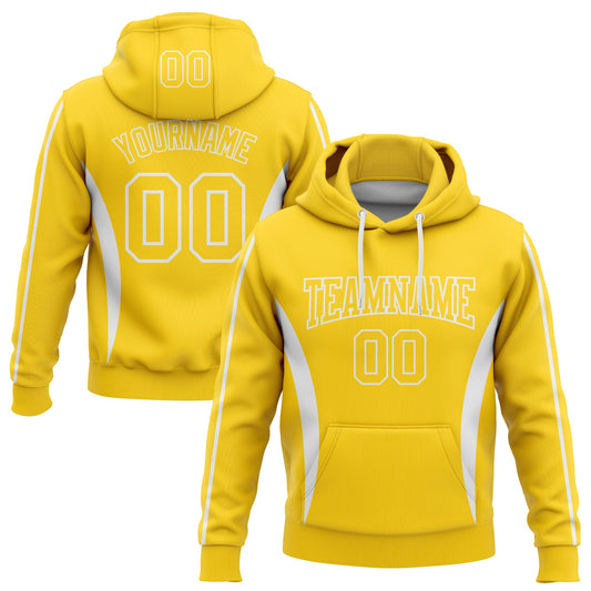 Custom Stitched Gold White 3D Pattern Design Color Blocking Stripe Sports Pullover Sweatshirt Hoodie - Main View