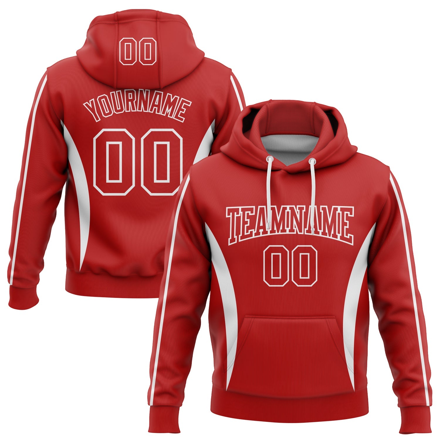 Custom Stitched Red White 3D Pattern Design Color Blocking Stripe Sports Pullover Sweatshirt Hoodie - Main View