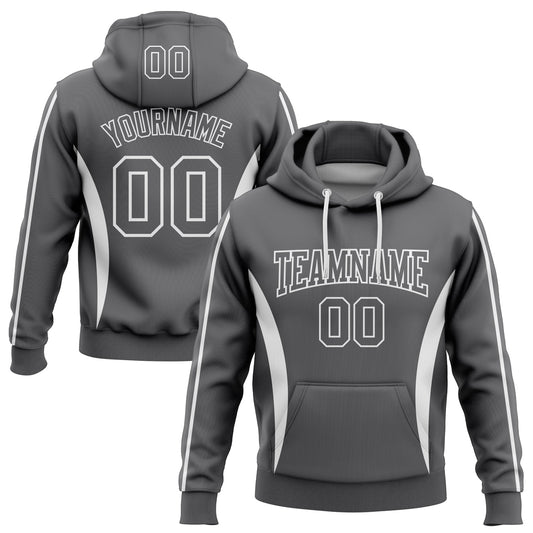 Custom Stitched Steel Gray White 3D Pattern Design Color Blocking Stripe Sports Pullover Sweatshirt Hoodie - Main View
