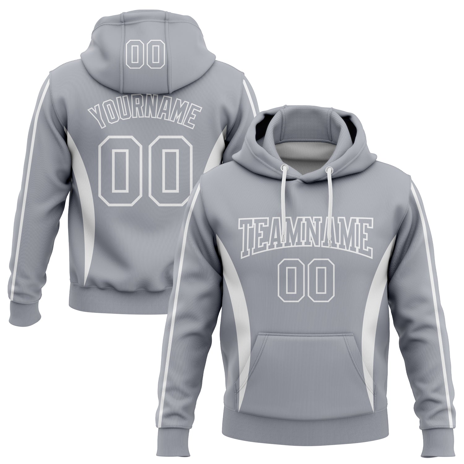 Custom Stitched Gray White 3D Pattern Design Color Blocking Stripe Sports Pullover Sweatshirt Hoodie - Main View