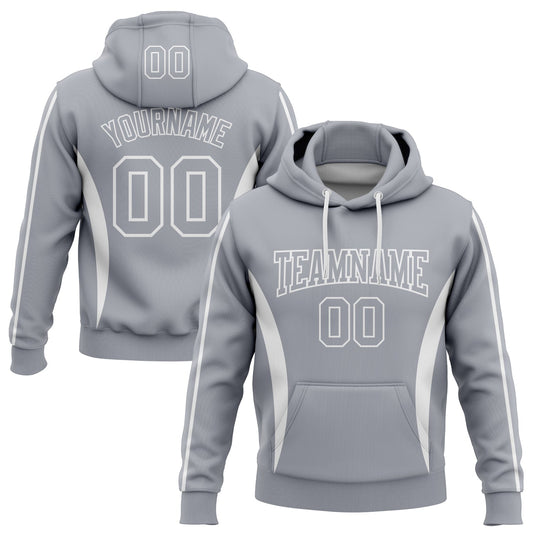 Custom Stitched Gray White 3D Pattern Design Color Blocking Stripe Sports Pullover Sweatshirt Hoodie - Main View