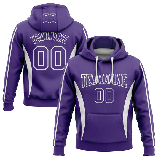 Custom Stitched Purple White 3D Pattern Design Color Blocking Stripe Sports Pullover Sweatshirt Hoodie - Main View